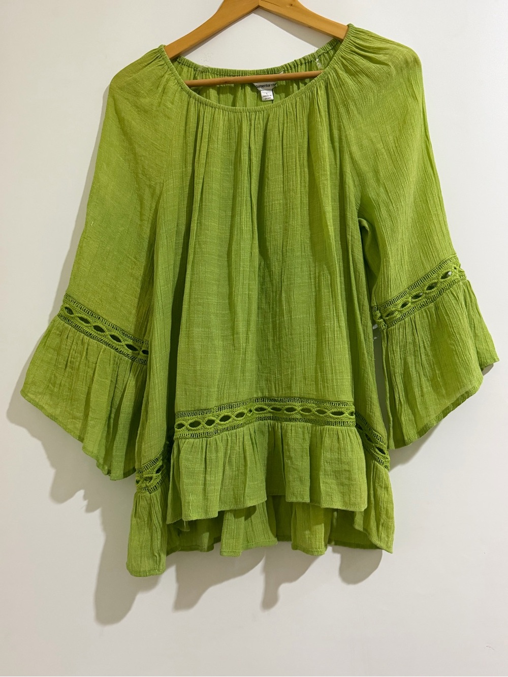 Fundamental Things lime green boho blouse Size large